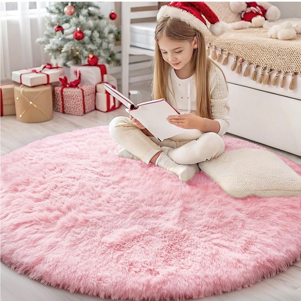 Pink Round Bedroom Rug